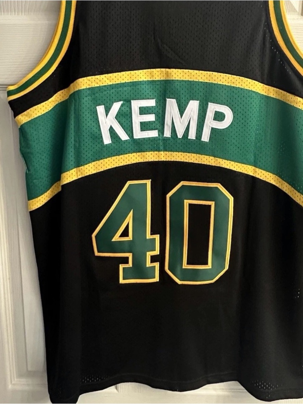 NBA Kemp #40 Black Green Gold Basketball Jersey